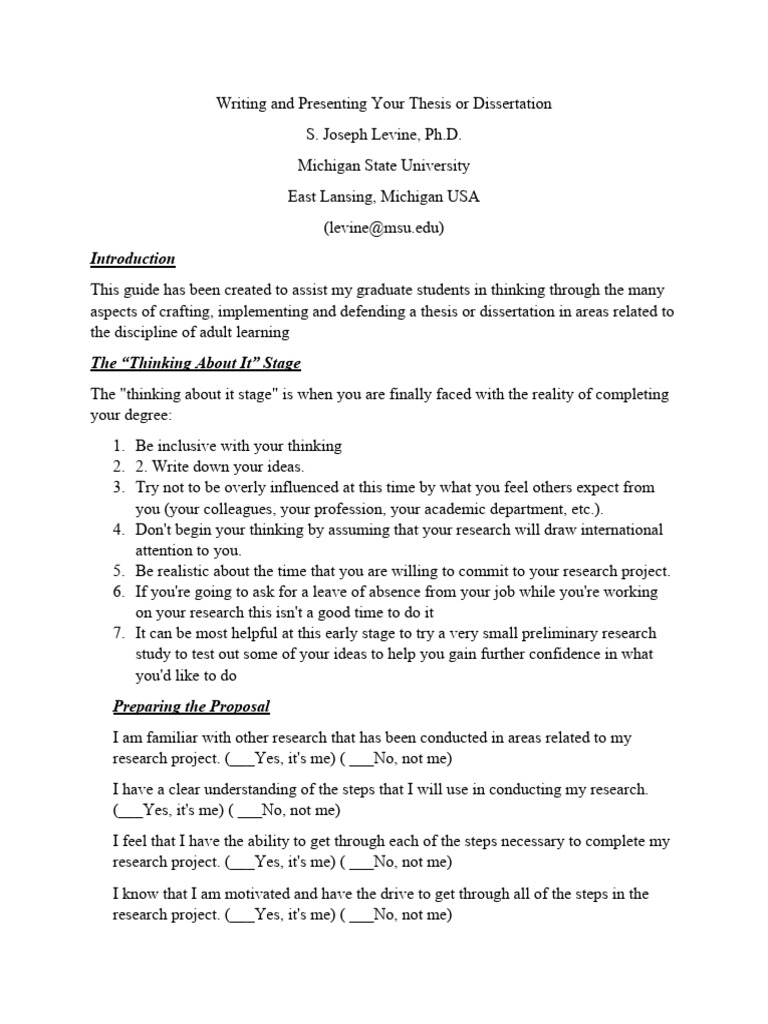 Writing and Presenting Your Thesis or Dissertation | PDF | Thesis ...