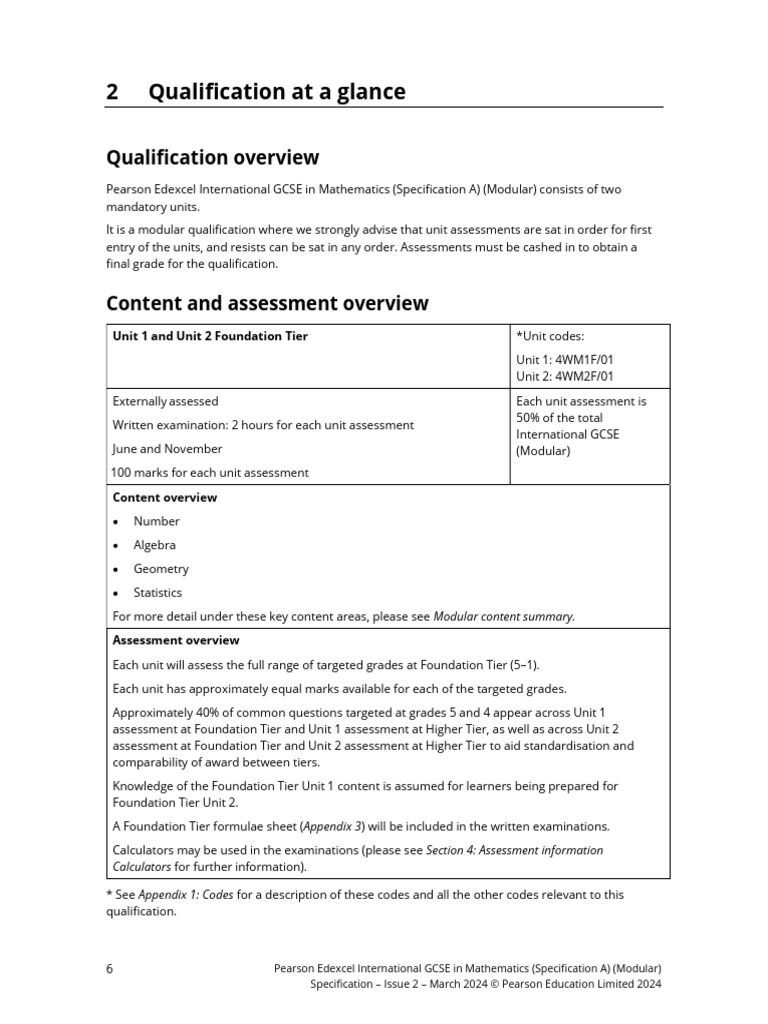 Edexcel IGCSE Maths Specification 2024 | PDF | Area | Quadratic Equation