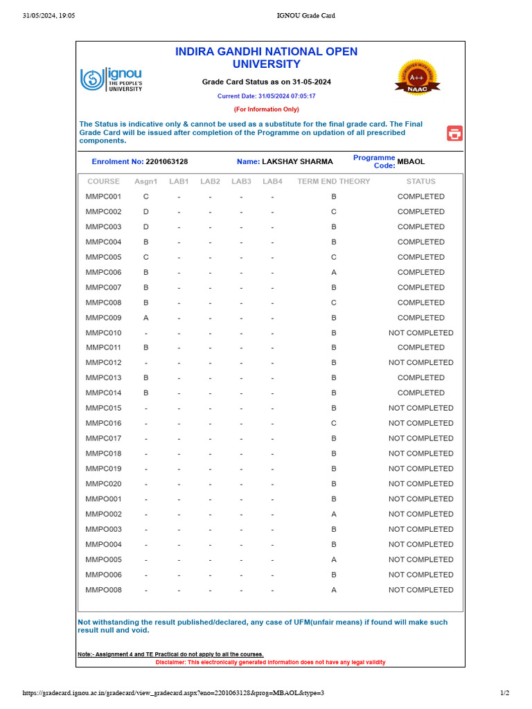 ignou grade card aur Result Mein Kya Fark Hai? | Result vs Grade Card Explained IGNOU DEC 2025 Grade Card