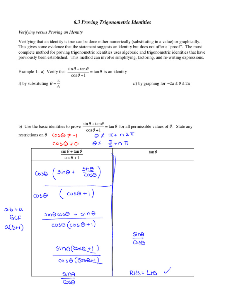 12 6 3 Notes | PDF | Trigonometric Functions | Trigonometry