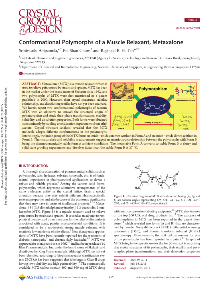 Aitipamula Et Al 2011 Conformational Polymorphs Of A Muscle Relaxant