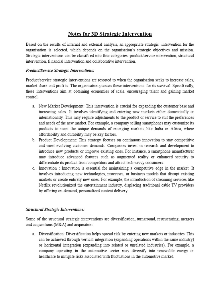 3D Strategic Intervention Overview | PDF | Corporate Social ...