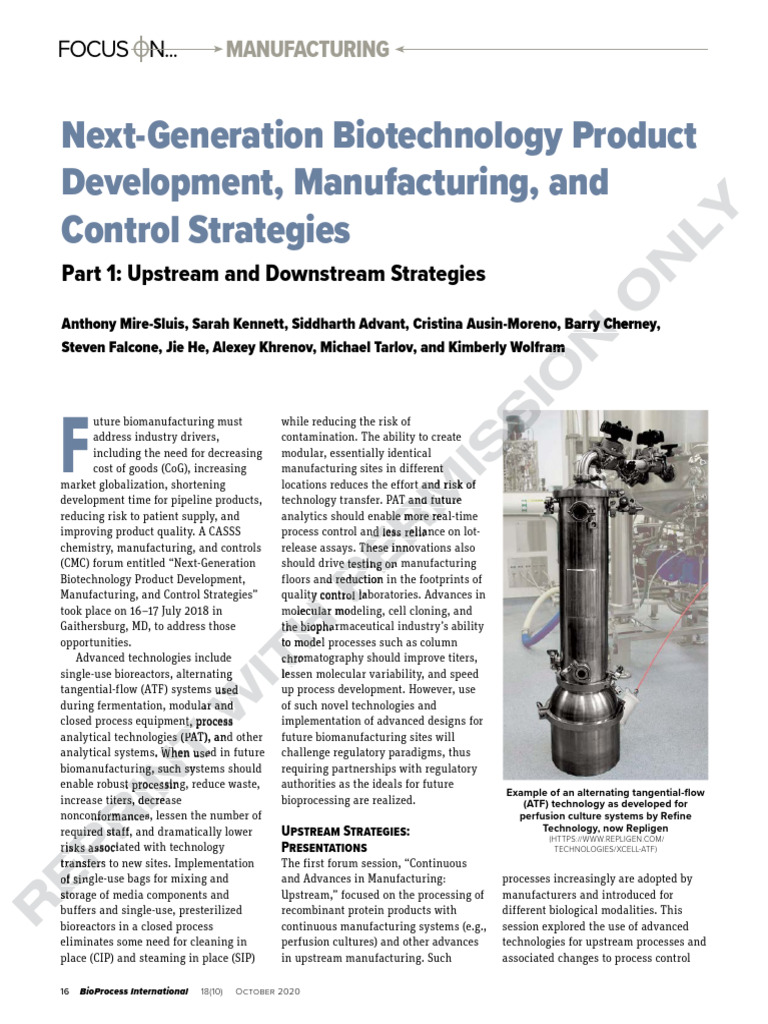 NextGeneration Biotechnology Product Upstream and Downstream PDF