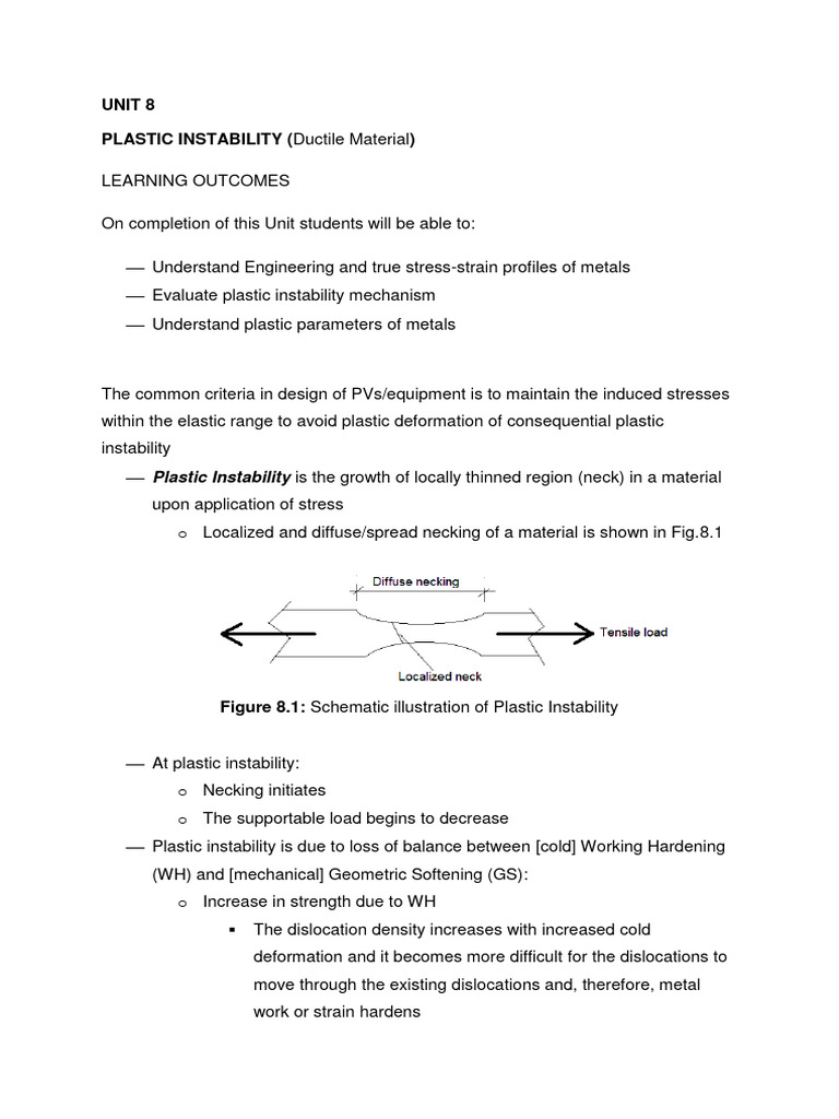 Understanding Plastic Instability in Ductile Materials | PDF ...