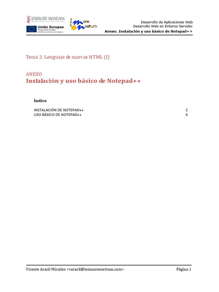 02 Anexo. Instalación Notepad++ | PDF | HTML | Red mundial
