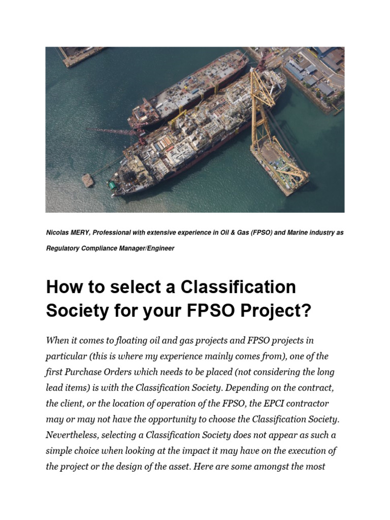 Selecting FPSO Classification Societies | PDF