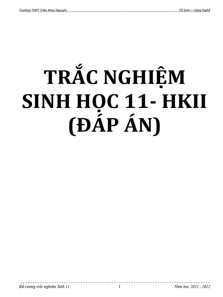 SINH 11 THI HỌC KỲ II | PDF