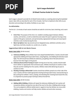 Spirit League Basketball - 10-Week Practice Guide for Coaches