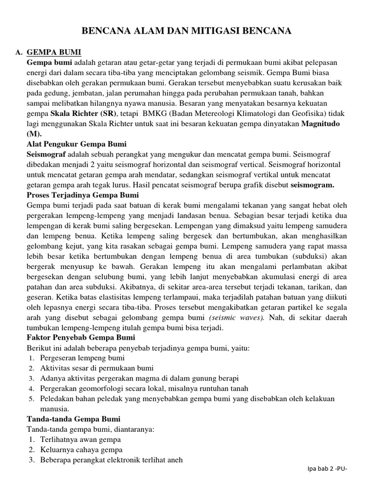 Mitigasi Bencana Gempa dan Tsunami | PDF | Sains & Matematika