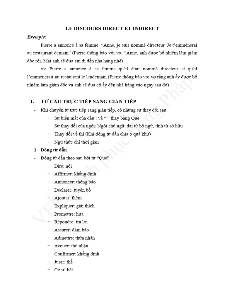 Le Discours Direct Et Indirect | PDF