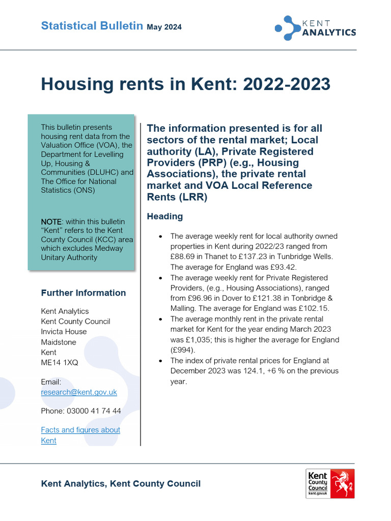 Kent Housing Rent Data 2022-2023 | PDF | Kent | Renting