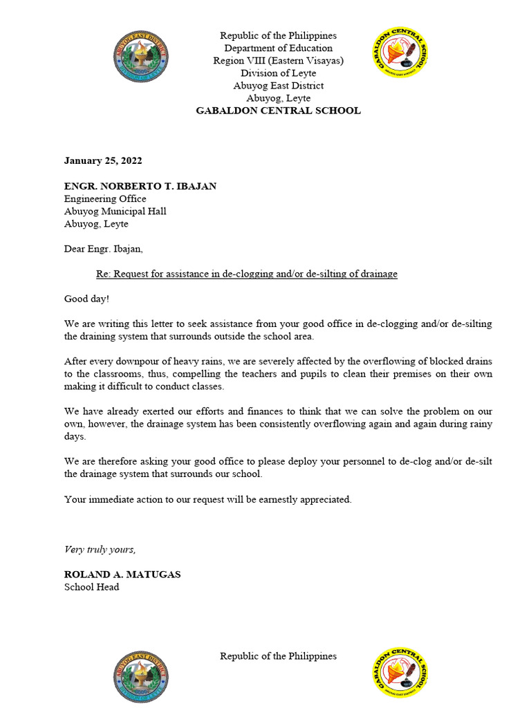 Request for Drainage De-clogging Assistance | PDF