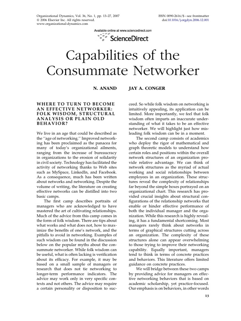 Capabilites of A Consummate Networker | PDF | Experience | Florence
