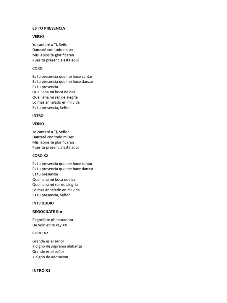 Es Tu Presencia Letra | PDF