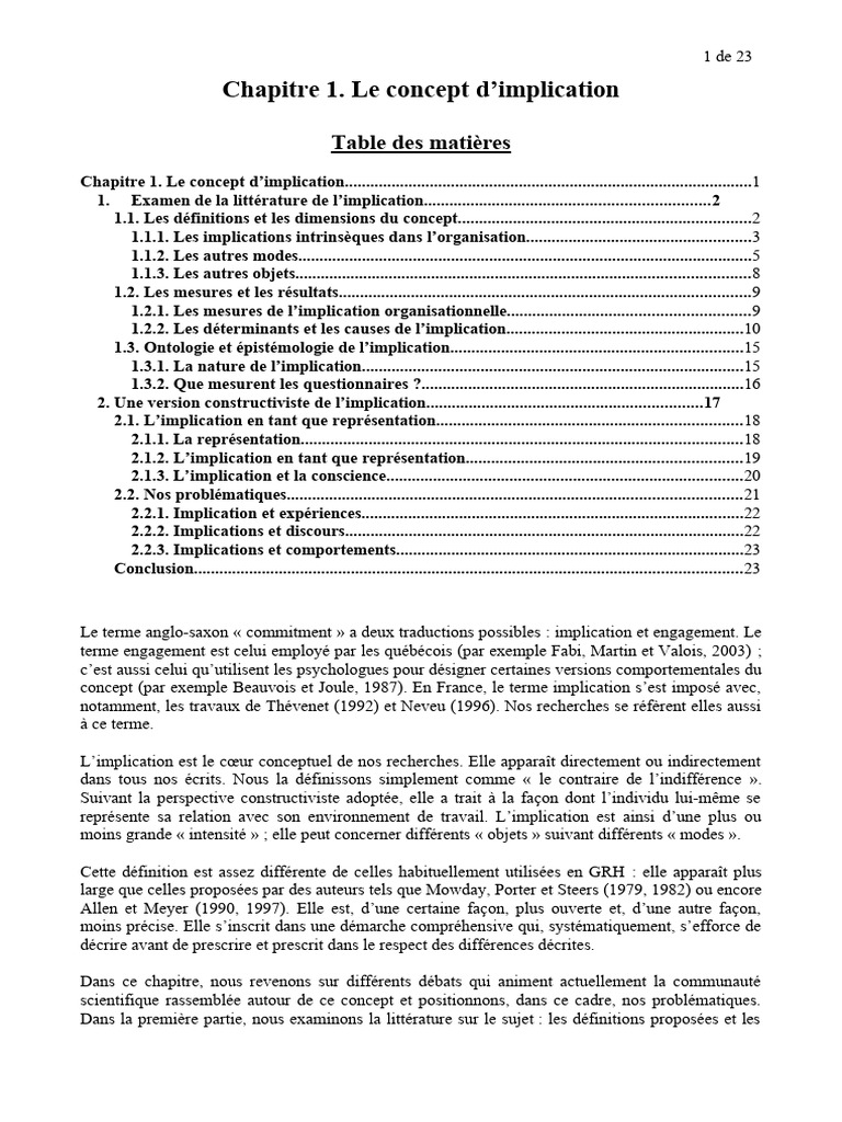 Définition de l'implication | PDF | Moralité | Socialisation