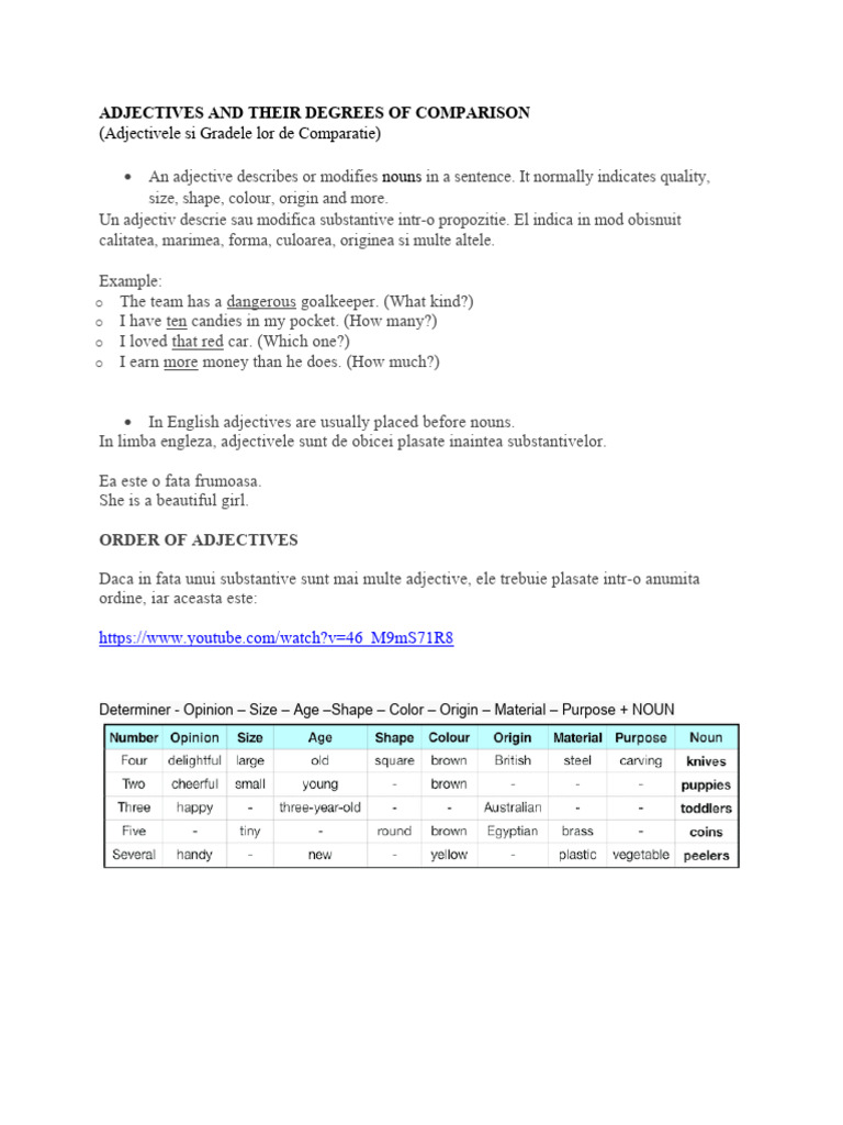 20 Adjectives And Their Degrees Of Comparison