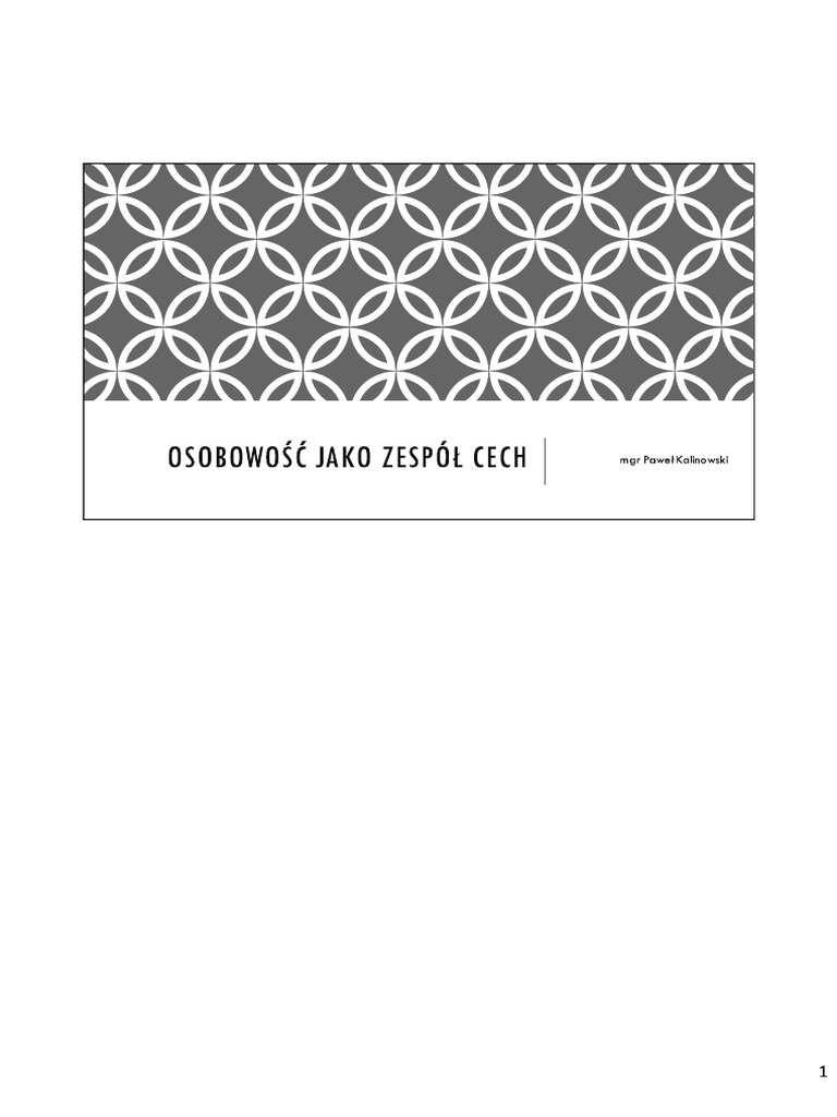 Osobowosc Jako Zespol Cech PDF