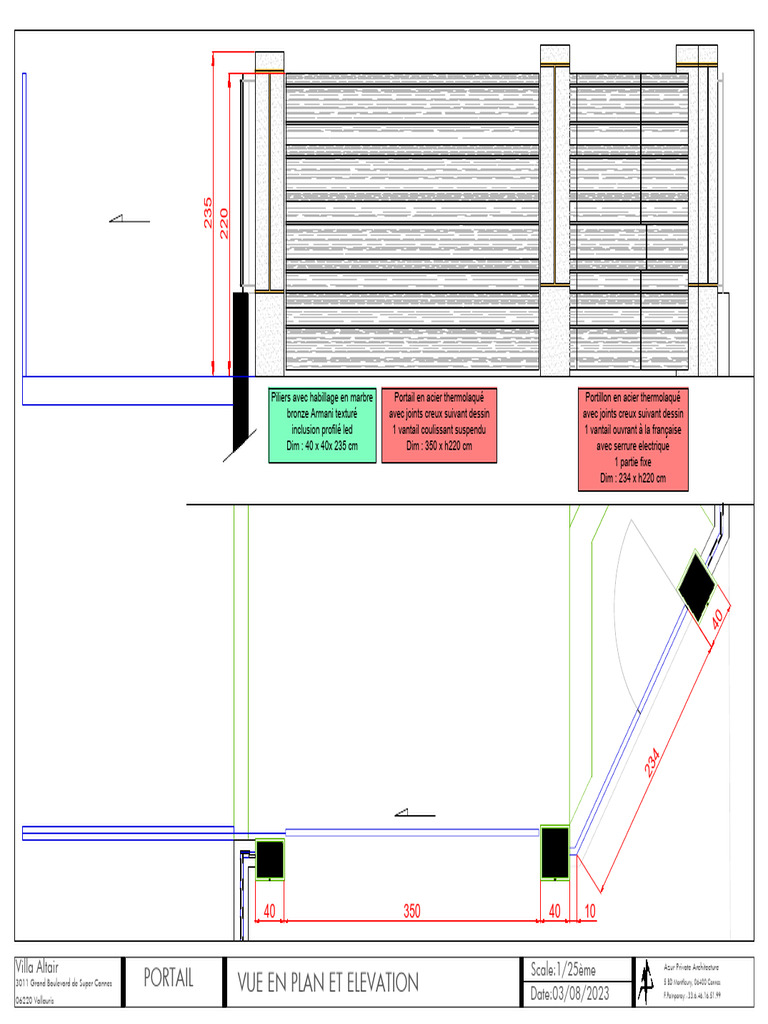 VILLA ALTAIR - PORTAIL Vue en Plan Et Elevation | PDF
