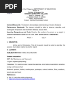 Grade 8 Force and Motion Lesson Plan | PDF | Force | Lesson Plan