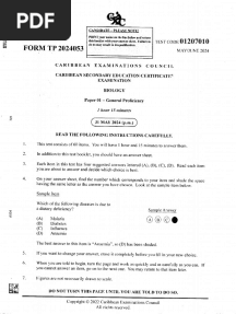 CSEC Biology June 2024 P1