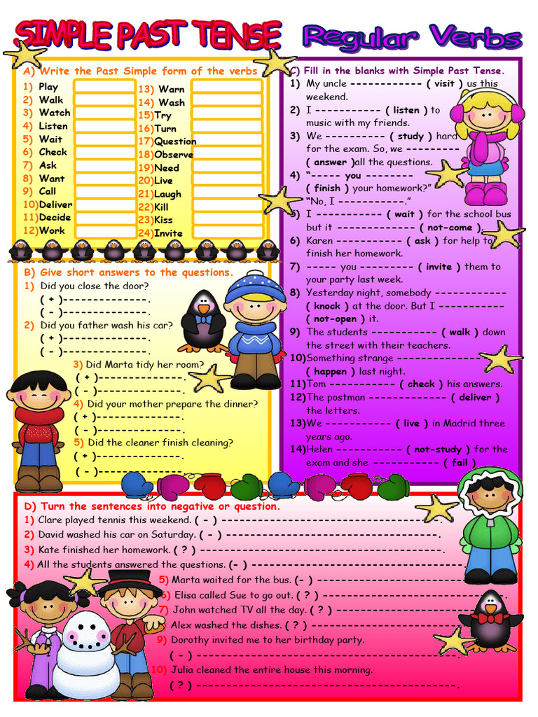Past simple regular verbs 2 download free pdf syntax linguistic