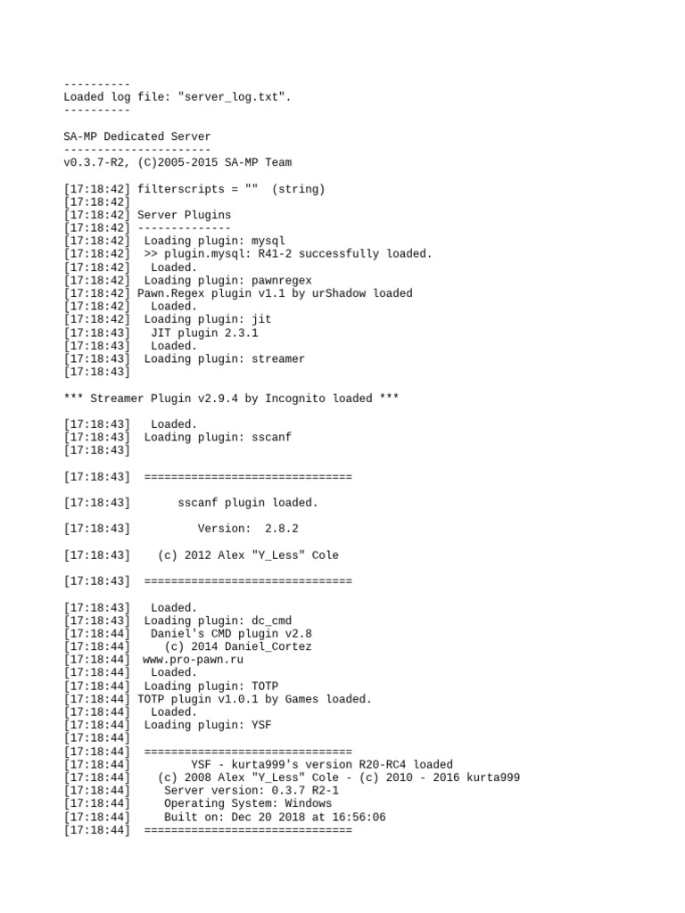 SA-MP Server Log File Analysis | PDF | Http Cookie | My Sql