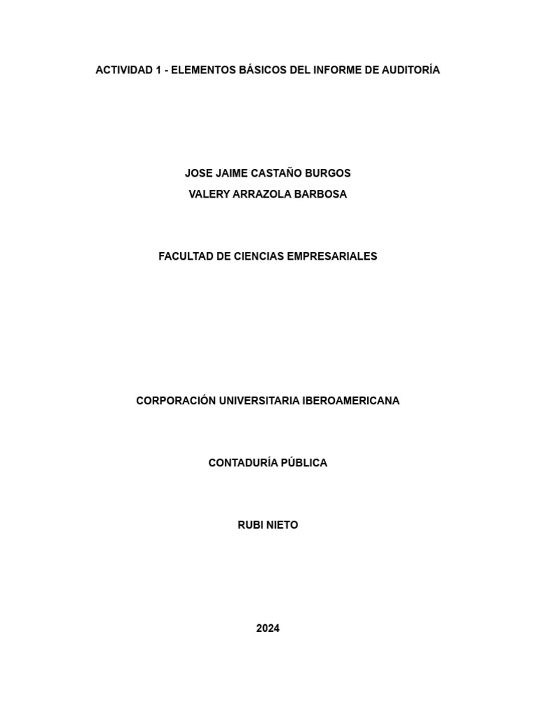 Informe de Auditoría: Control Interno 2024 | PDF | Contabilidad | Auditoría