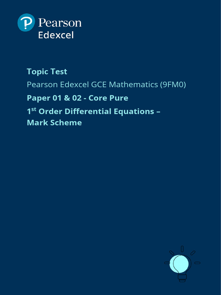 9FM0 Topic Test CP 14 1st Order Differential Equations MS PDF