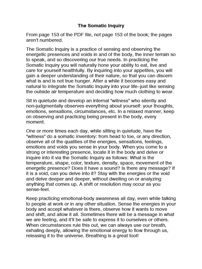 Somatic Inquiry Download Free Pdf Feeling Senses