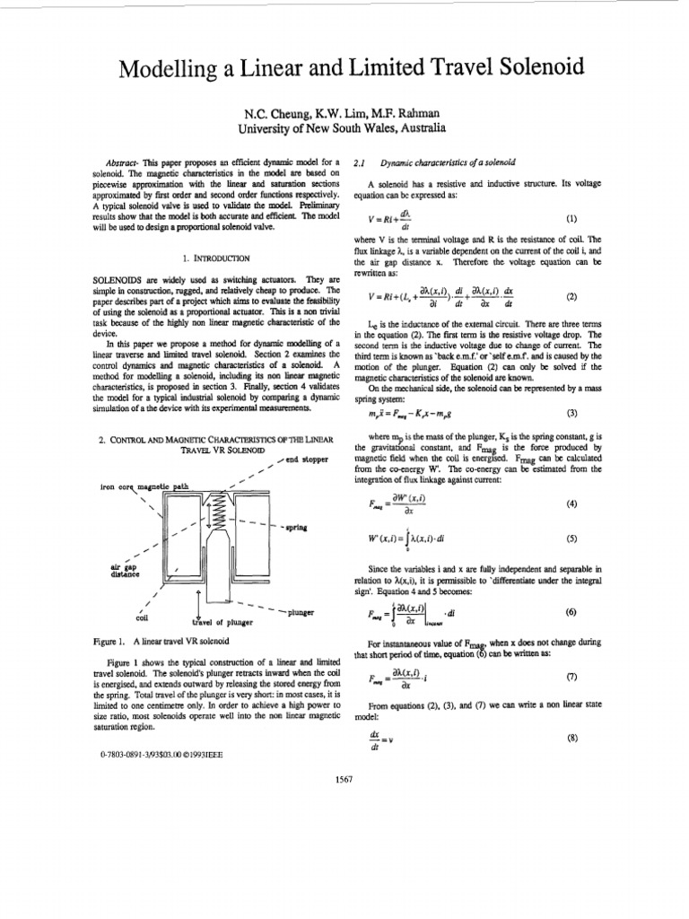 Modelling A Linear and Limited Travel Solenoid | PDF | Inductance ...