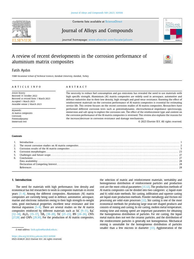 Corrosion in Aluminium Matrix Composites | PDF | Composite Material ...
