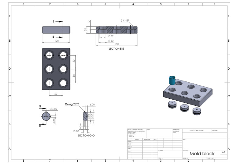 Mold Block Technical Drawing | PDF