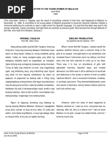 Jose Rizal (1889) - Letter To The Young Women of Malolos