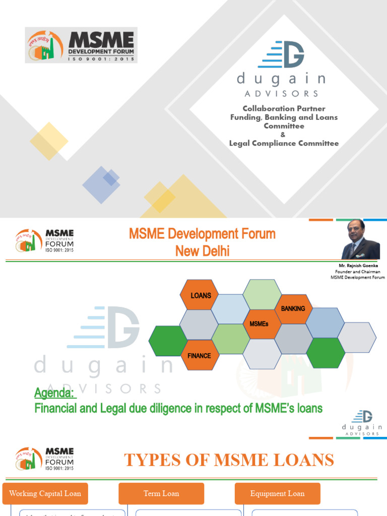 MSME Loan Types and Due Diligence Guide | PDF | Loans | Credit