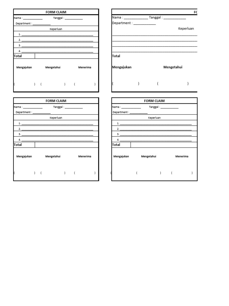 Formulir Klaim Pengajuan Biaya | PDF | Bisnis