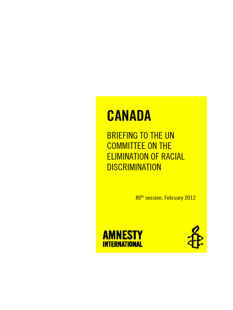 Amnesty International Submissions To CERD | PDF | Canada | Treaty
