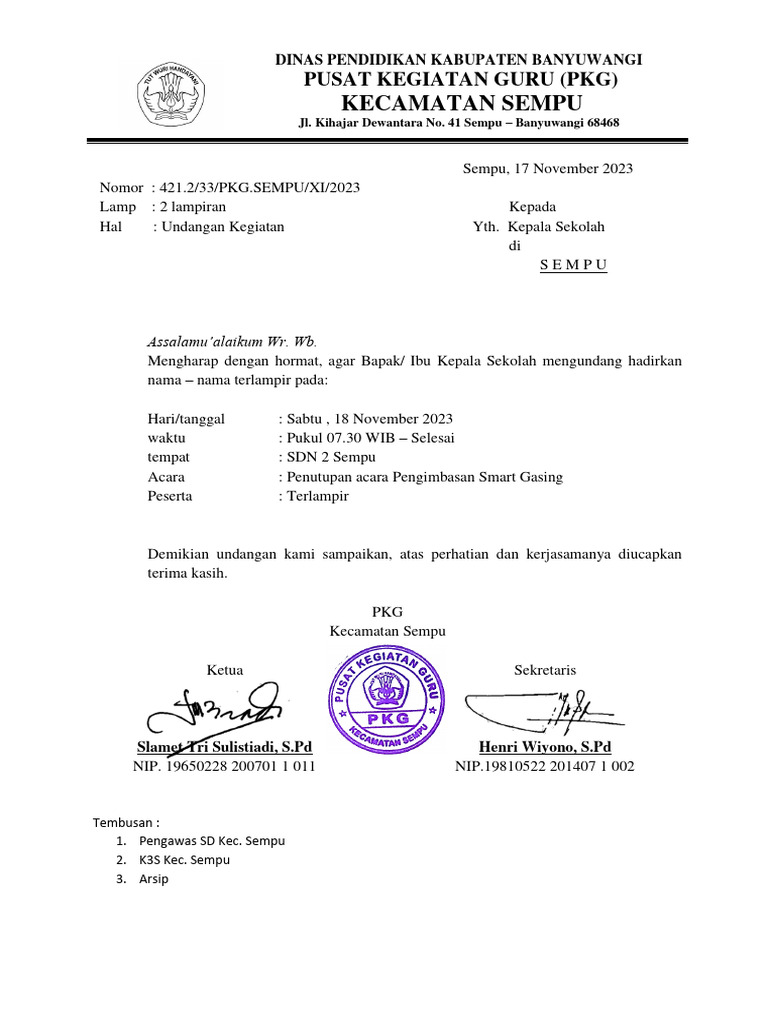 Undangan Penutupan Smart Gasing | PDF