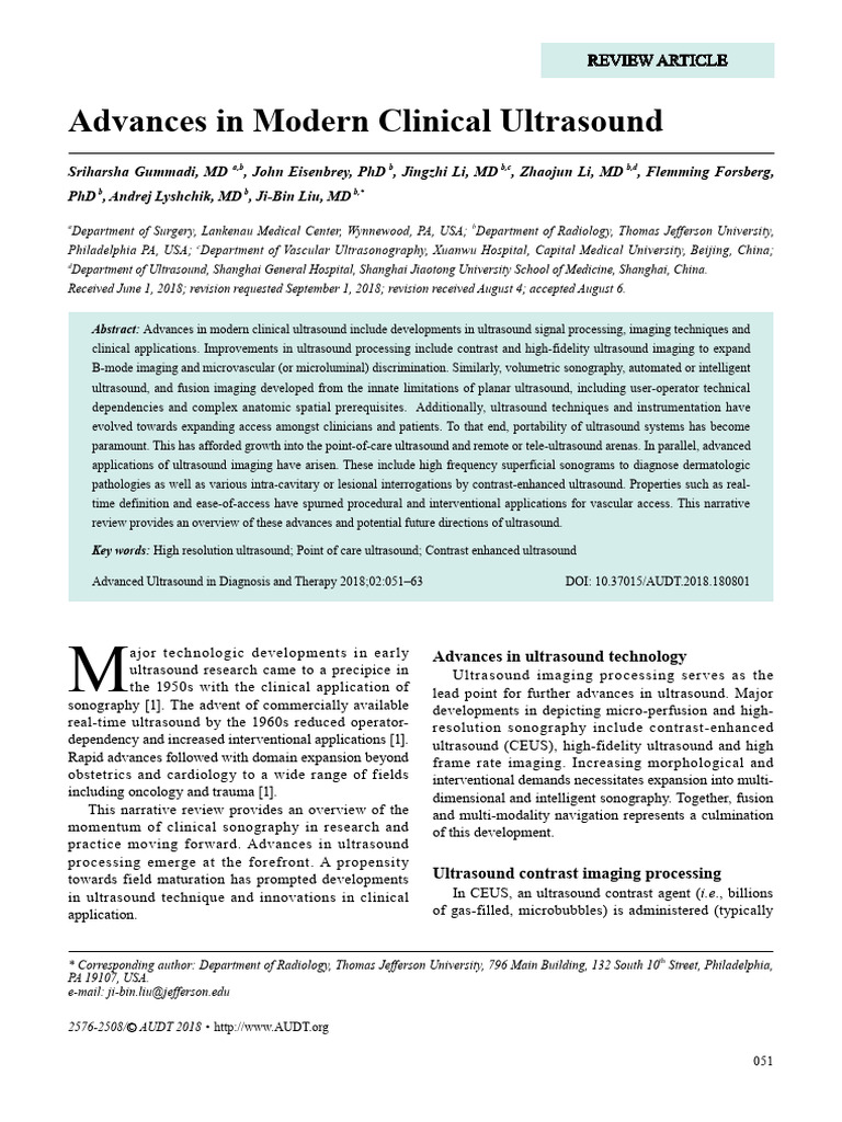 Advances in Modern Clinical Ultrasound | Download Free PDF | Medical ...