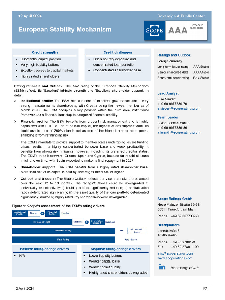 ESM AAA Rating Overview and Outlook | PDF | Bond Credit Rating | Market ...