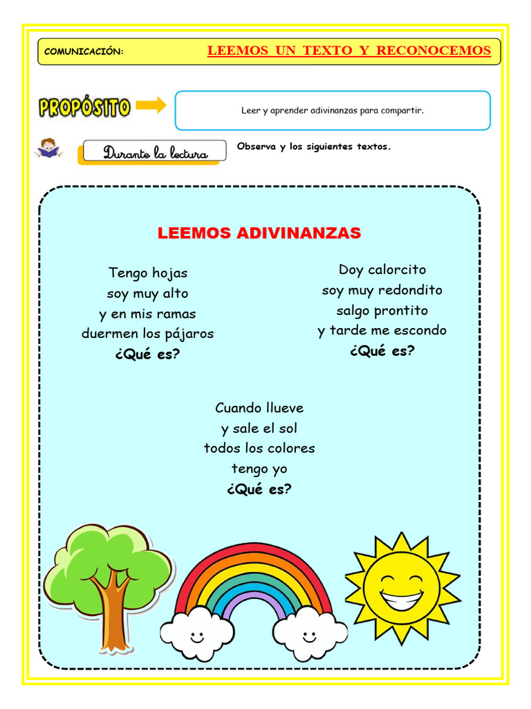 Adivinanzas para niños en primer grado | PDF | Artes del Lenguaje y ...
