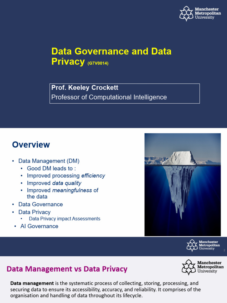 Introduction To Data Goverance and Data Privacy Lecture 2024 | PDF ...