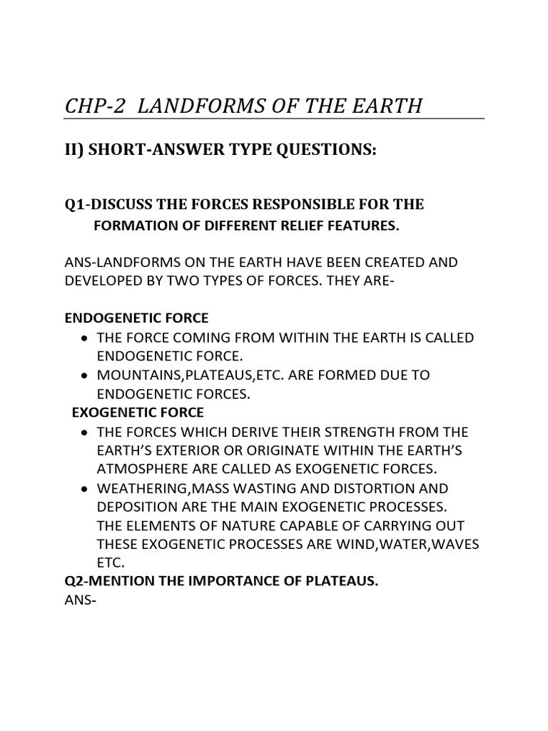 Earth’s Landforms: Forces and Features | PDF | Mountains | Plateau