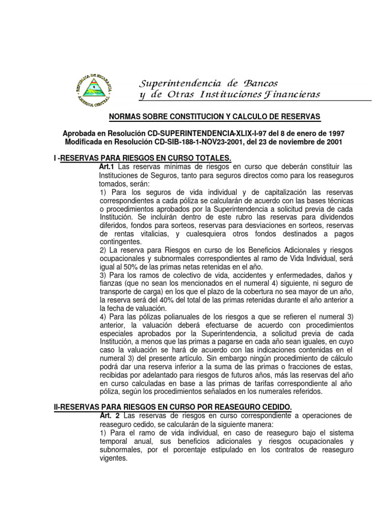 Normas para Reservas de Seguros | PDF | Reaseguro | Seguro