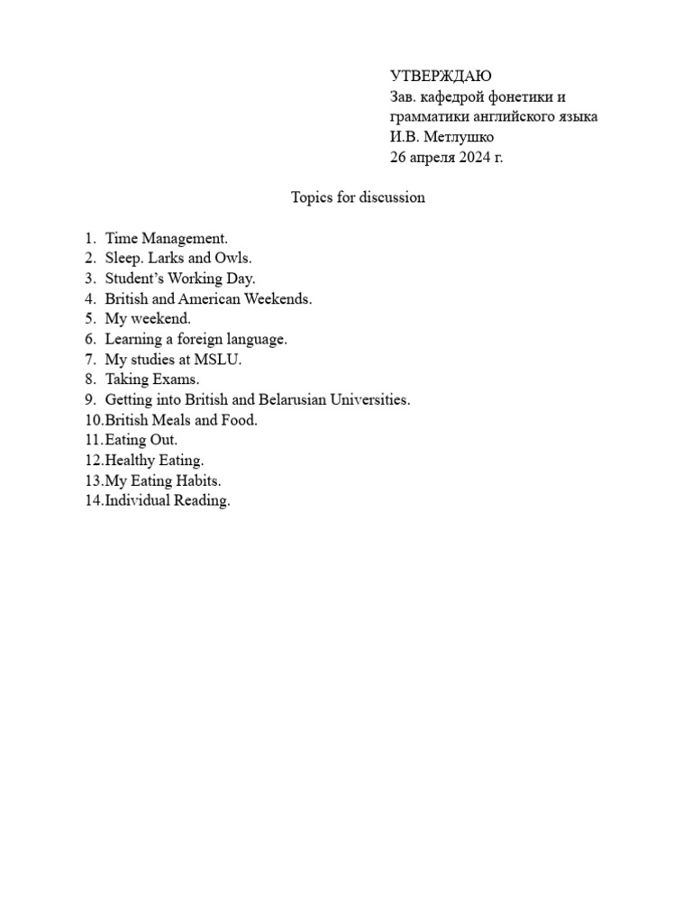 Student Life and Learning Topics | PDF | Language Arts & Discipline ...
