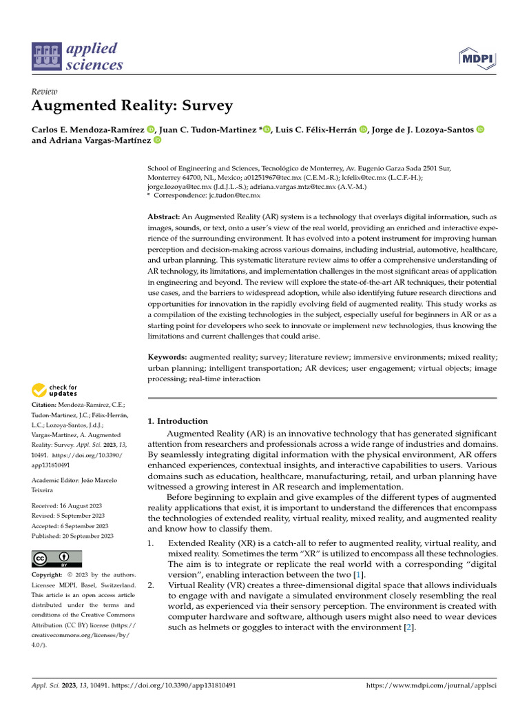 Applsci 13 10491 | PDF | Augmented Reality | Mixed Reality