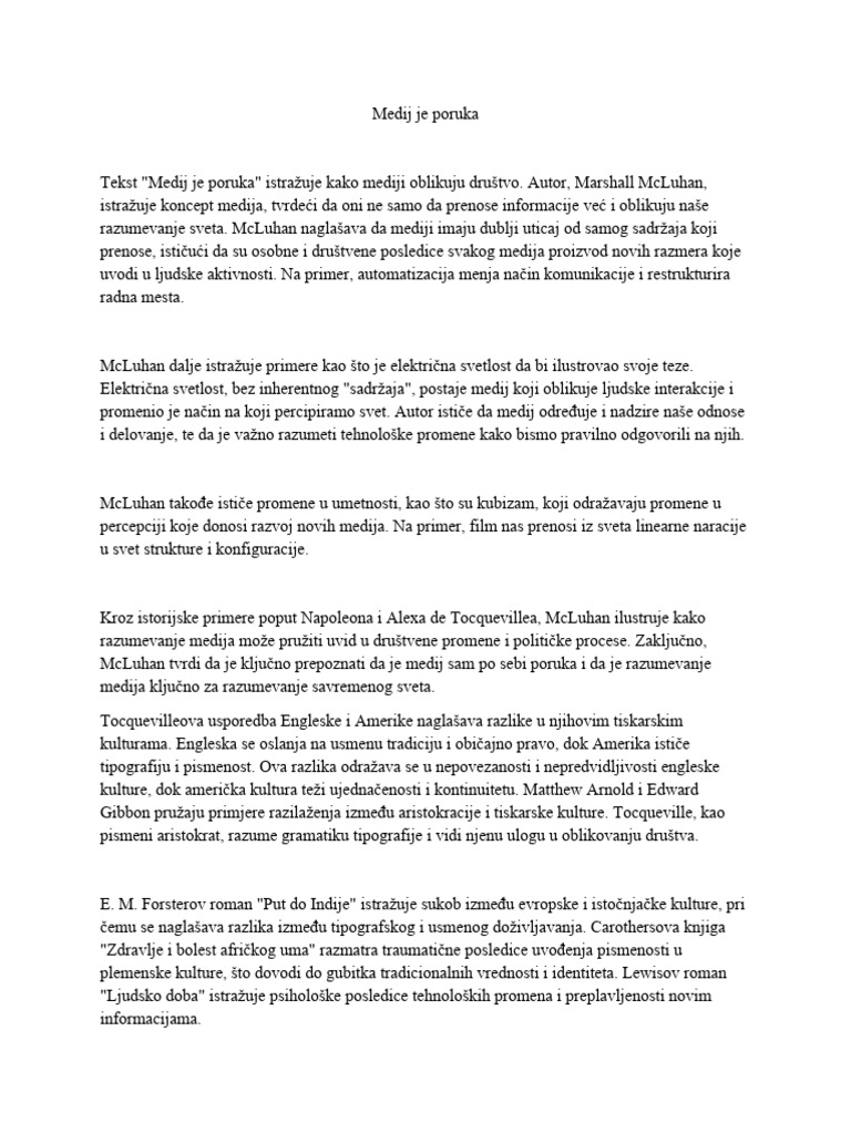 Medij Je Poruka | PDF