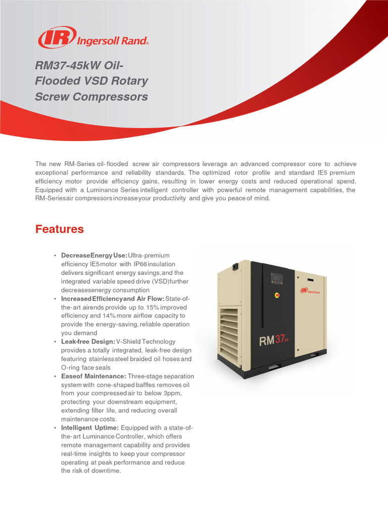 RM37 45kW Oil Flooded VSD Rotary Screw Compressors - en | PDF | Energy ...
