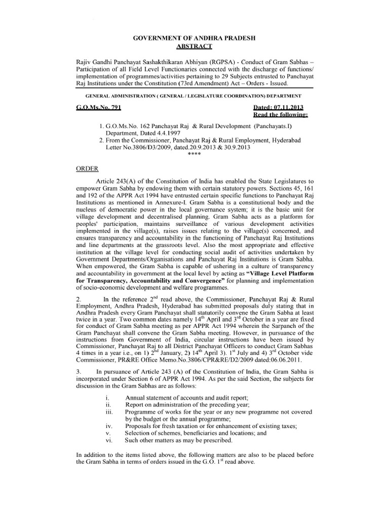 Grama Sabha Go PDF | PDF