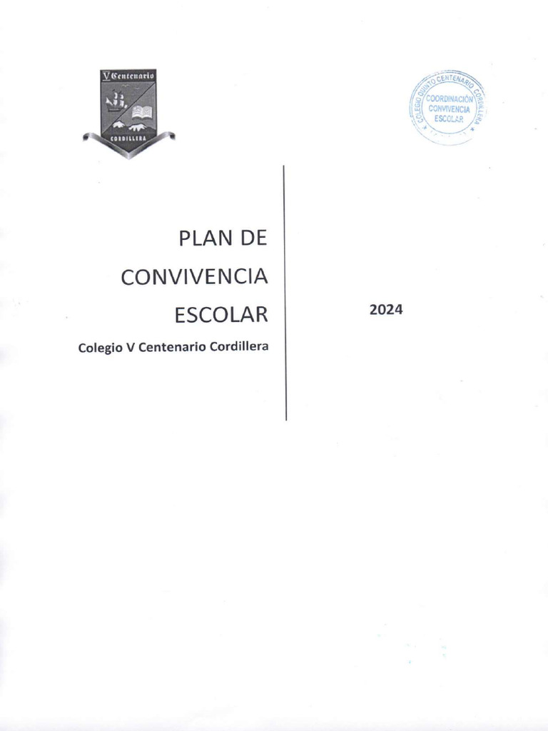 Plan de Convivencia Escolar 2024 | PDF