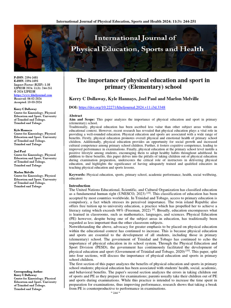 Importance of Physical Education in Schools | PDF | Physical Education ...